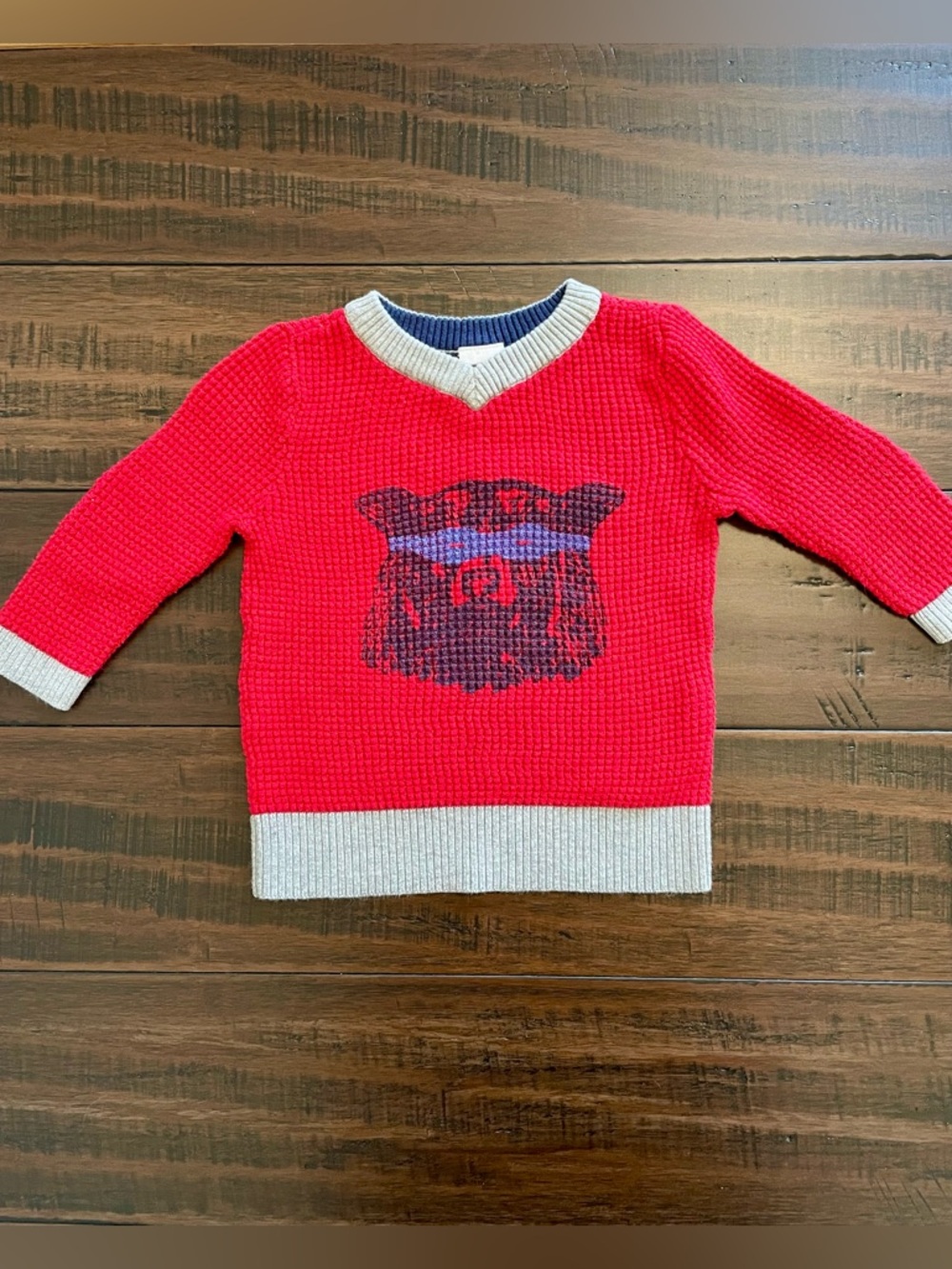 EGG NY Red Thermal Top with Superhero Bear